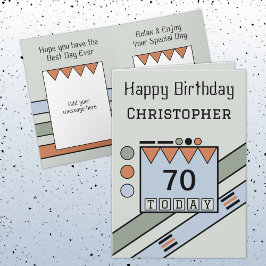 ハッピーバースデー70今日の名前の緑の青を追加 カード