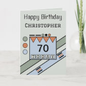 ハッピーバースデー70今日の名前の緑の青を追加 カード (正面)