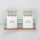 ハッピーバースデー70今日の名前の緑の青を追加 カード (内部)