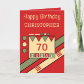 ハッピーバースデー70今日の名前の赤い緑を追加 カード (正面)