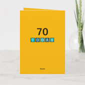 ハッピーバースデー70今日の名前を黄色の青に追加 カード (裏面)