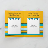 ハッピーバースデー70今日の名前を黄色の青に追加 カード (内部)