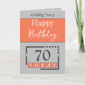 ハッピーバースデー70今日コーラルグレー カード (正面)