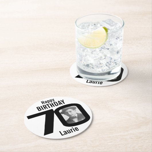 ハッピーバースデー70位名・フォト紙コースター ラウンドペーパーコースター (インサイチュ)