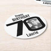 ハッピーバースデー70位名・フォト紙コースター ラウンドペーパーコースター (アングル)