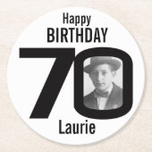 ハッピーバースデー70位名・フォト紙コースター ラウンドペーパーコースター (正面)