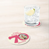 ハッピーバースデー70名とフォト紙コースター ラウンドペーパーコースター (インサイチュ)