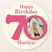 ハッピーバースデー70名とフォト紙コースター ラウンドペーパーコースター (正面)