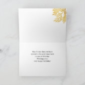 ハッピーバースデー70歳 ゴールドの葉の3枚の写真 カード (内部)