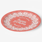 ハッピーバースデー70番目のティール（緑がかった色）/白の数値パターン ペーパープレート (アングル)