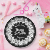 ハッピーバースデー70番目の白と黒の数字 ペーパープレート (パーティー)