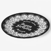 ハッピーバースデー70番目の白と黒の数字 ペーパープレート (アングル)