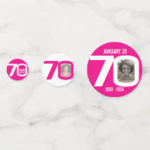 ハッピーバースデー70番目写真白 コンフェッティ (正面)