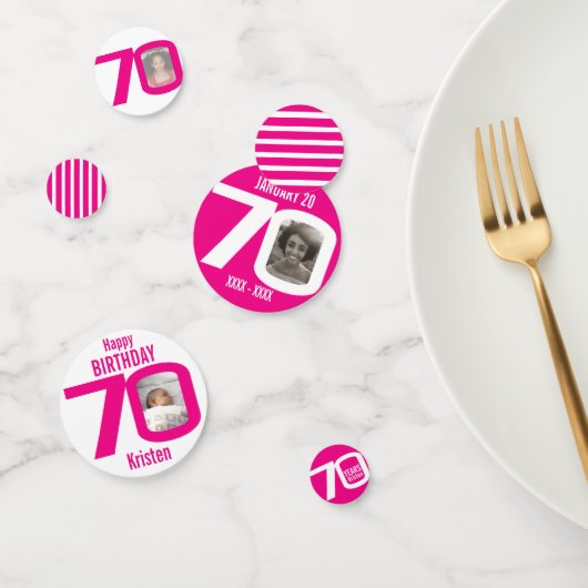 ハッピーバースデー70番目写真白 コンフェッティ (グループ)