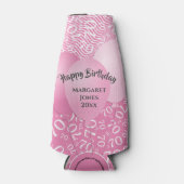 ハッピーバースデー70番目模様ピンクと白 ボトルクーラー (正面)