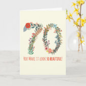 ハッピーバースデー70、あなたはとても美しく見えるC カード (黄色い花)