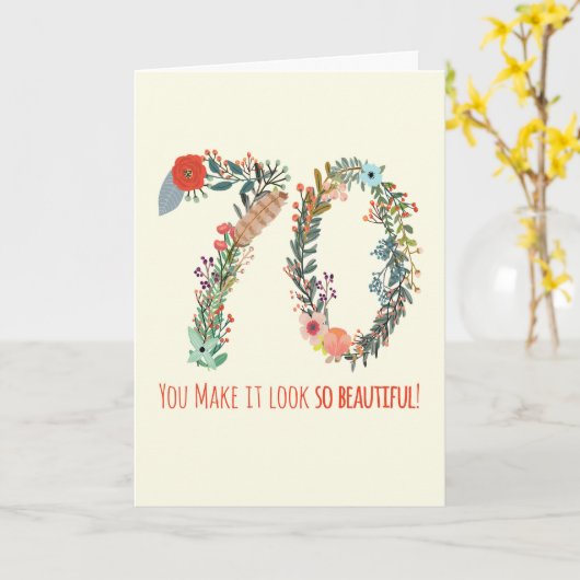 ハッピーバースデー70、あなたはとても美しく見えるC カード (黄色い花)