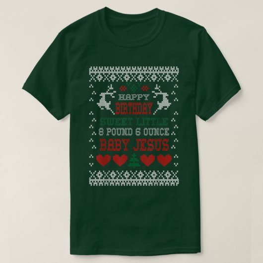 ハッピーバースデー8ポンド6オンスベビーイエズクリスマ Tシャツ (デザイン正面)