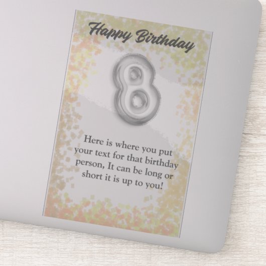 ハッピーバースデー8歳ステッカー シール (詳細)