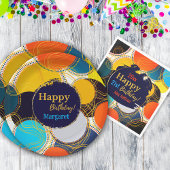 ハッピーバースデー80のレトロ抽象芸術カスタムパーティー スタンダードランチョンナプキン