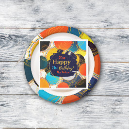 ハッピーバースデー80のレトロ抽象芸術カスタムパーティー スタンダードランチョンナプキン