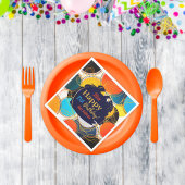 ハッピーバースデー80のレトロ抽象芸術カスタムパーティー スタンダードランチョンナプキン