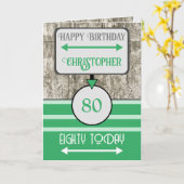 ハッピーバースデー80今日の名前グリーングレー カード (黄色い花)
