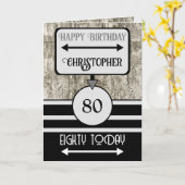 ハッピーバースデー80今日の名前ブラックグレー カード (黄色い花)
