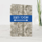 ハッピーバースデー80今日の名前ブルーグレー カード (裏面)