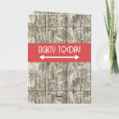 ハッピーバースデー80今日の名前レッドグレー カード (裏面)