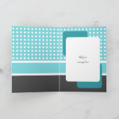 ハッピーバースデー80今日ターコイズグレー水玉模様 カード (内部)