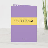 ハッピーバースデー80今日パープルイエロー水玉模様 カード (裏面)