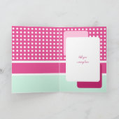 ハッピーバースデー80今日ピンクグリーン水玉模様 カード (内部)