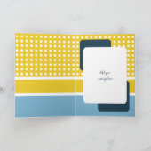 ハッピーバースデー80今日ブルー黄色水玉模様 カード (内部)