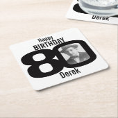 ハッピーバースデー80位名・フォト紙コースター スクエアペーパーコースター (アングル)