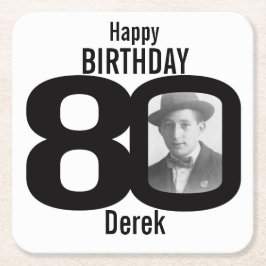 ハッピーバースデー80位名・フォト紙コースター スクエアペーパーコースター