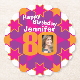ハッピーバースデー80位名・フォト紙コースター ペーパーコースター