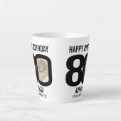 ハッピーバースデー80名と年間2枚の写真 カフェラテマグ (正面)