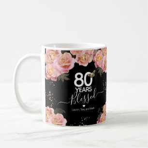 ハッピーバースデー80年ピンク・賛美フローラ・コーヒー コーヒーマグカップ
