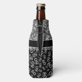 ハッピーバースデー80番目の数値パターン白黒 ボトルクーラー (ボトル裏面)
