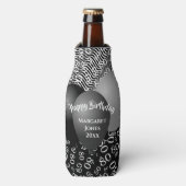 ハッピーバースデー80番目の数値パターン白黒 ボトルクーラー (ボトル正面)