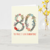 ハッピーバースデー80、あなたはそれをとても美しく見せるC カード (黄色い花)
