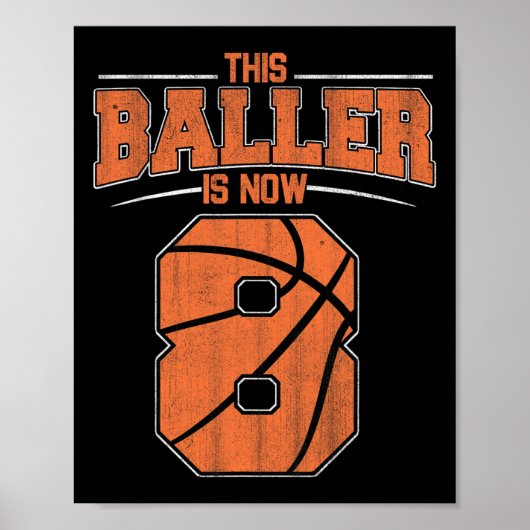 ハッピーバースデー8th 8歳バスケットボールボーイズEigh ポスター (正面)