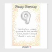ハッピーバースデー9歳ステッカー シール (シート)