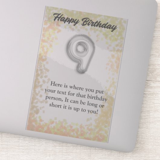 ハッピーバースデー9歳ステッカー シール (詳細)