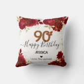 ハッピーバースデー90フローラバラパーソナライズされたスロー クッション (裏面)