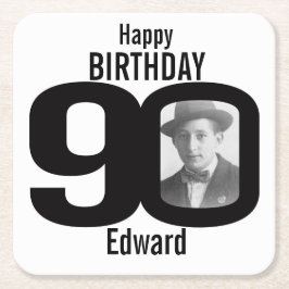 ハッピーバースデー90位名とフォト紙コースター スクエアペーパーコースター
