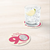 ハッピーバースデー90名とフォト紙コースター ラウンドペーパーコースター (インサイチュ)