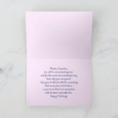 ハッピーバースデー、おばあちゃん。薄紫花と蝶 カード (内部)