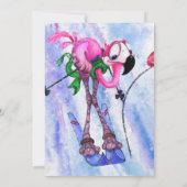 ハッピーバースデー-おもしろいピンクフラミンゴスキーヤー (裏面)